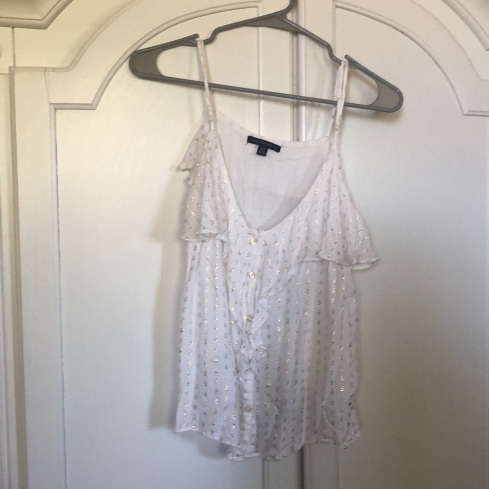 American Eagle creme and gold tank top